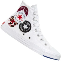 Converse CT All Star Hi Logo Play Sneaker White/Rush Blue/Rose Maroon Damen, Herren