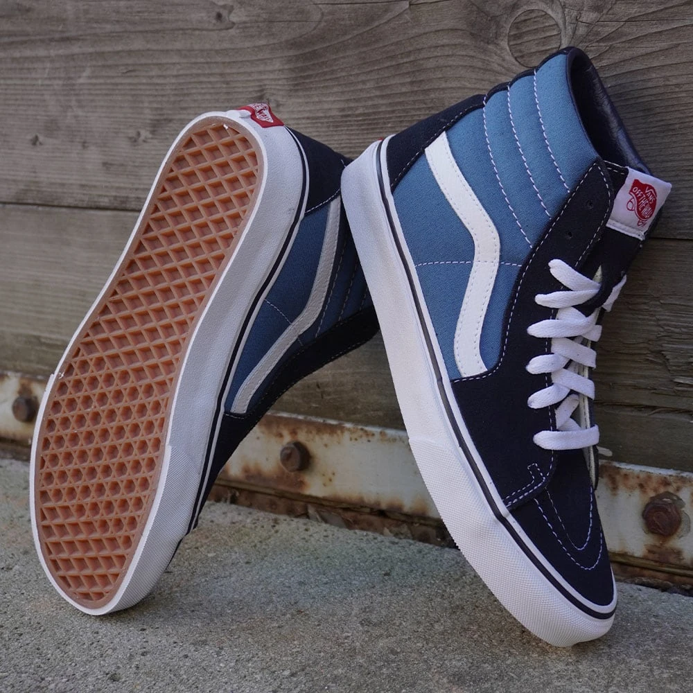 Vans Sk8-Hi Canvas & Leather Sneaker Navy Damen, Herren – Bild 4